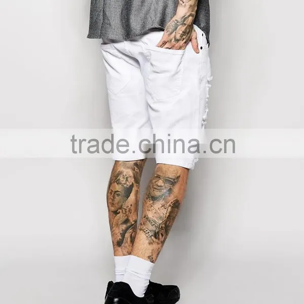 Mens Jeans Hippie Pants Denim Shorts With Rips photo-2