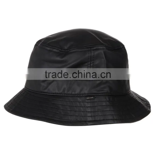 Cheap Fashion Leather Plain Bucket Hat Wholesale photo-3