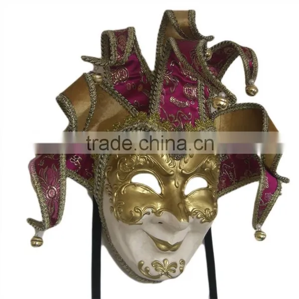 Wholesale Red And Gold Italy Venice Feather Masquerade Mask For Venetian Masked Ball photo-4