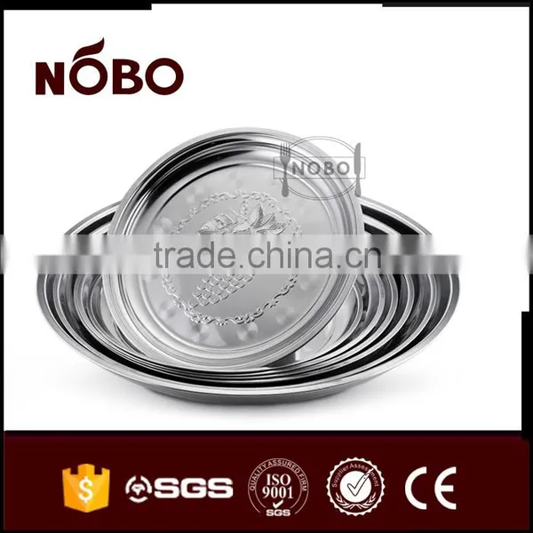 Stainless Steel Food Tray Plate With Round Shape