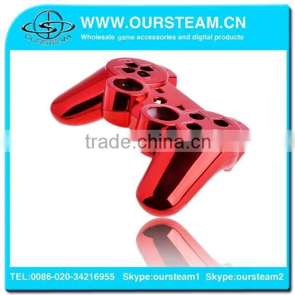 Red Chrome Faceplate for PS3 Wireless Controller Chrome Housing for PS3 Controller Full Shell and Full Set Buttons photo-4