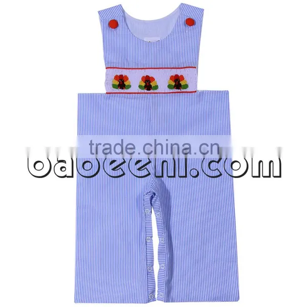 Cute Turkey Hand Smocked Longall for Little Boy