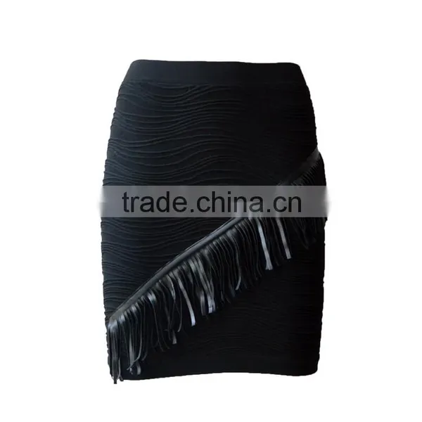2016 Fashion Tassel Black Pencil Skirt Knee photo-2
