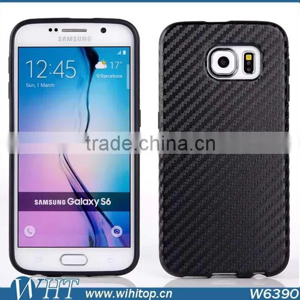 Wholesale Grain Carbon TPU Case Protective Case Cover For Samsung Galaxy S6 photo-4