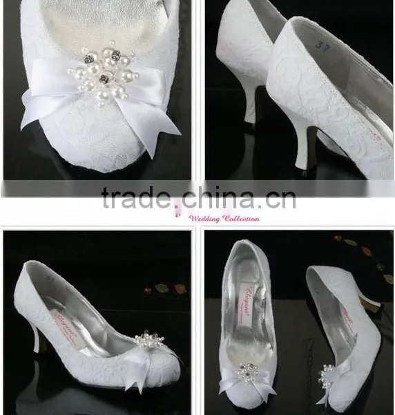 Lovely Princess Style Wedding Shose WS-044 Top Sell White Lace