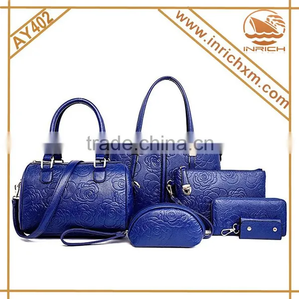 China Wholesale Handbags 2016 Woman Fashion 6 Pieces Leather Handbag Set photo-5