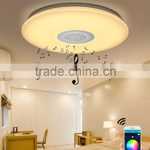 Modern Surface Mounted Dimmable RGB Lamp Fixture Round Color Changing LED Ceiling Light With Sleep Timer Bluetooth Speaker photo-3