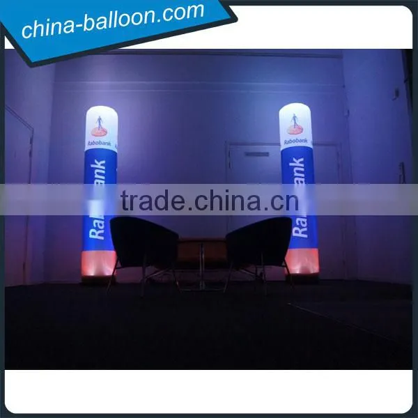 Outdoor or indoor decorative pillar inflatable long tube/inflatable led column/inflatable lighting tube for wedding
