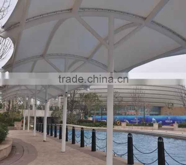 PVDF Tensile Fabric Architecture Membrane Structure River Corridor PVC Canopy Awning Walkway photo-3