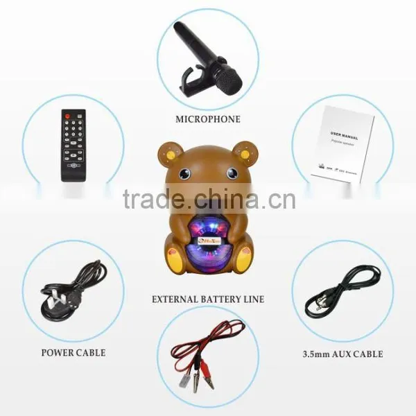 Hoxen 6.5" Hot-sale Portable Bluetooth Bear Speakers With FM Radio,USB,SD Play L-86A photo-5