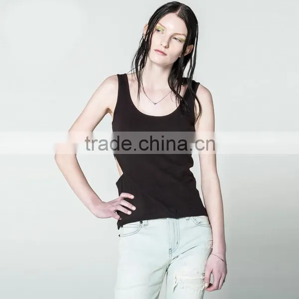 Plain Dye Custom Waist Hollow Out Tank Top for Women