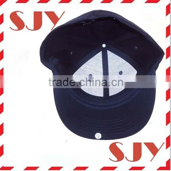 2 Sizes Navy Blue Fitted Flat Brim Baseball Hat photo-5