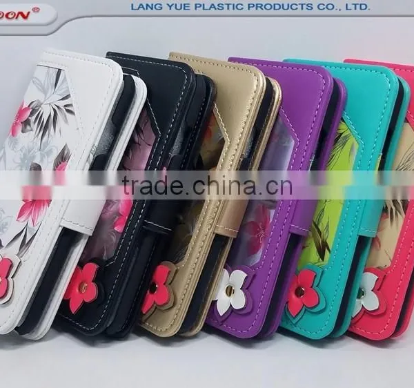 Flower PU Leather Mirror Slider + Universal PC Cover Wallet Phone Case for 4.7inch IPhone 6 6s 7 photo-6