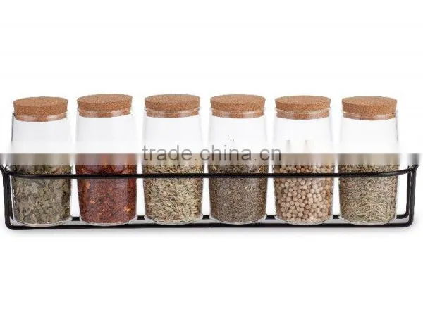 SINOGLASS Trade Assurane 120ml Glass Spice Jar With Cork Lid 6 Pcs Glass Jars Spice Rack Set photo-2
