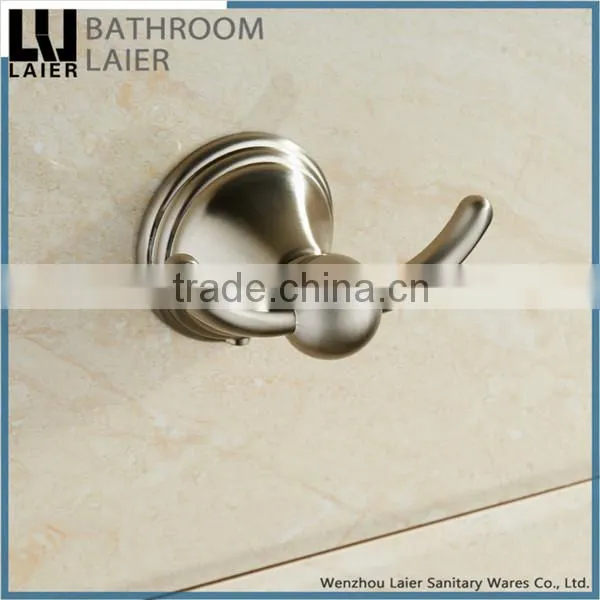 Grooming China Manufacture Zinc Alloy Brush Nicked Bathroom Sanitary Items Wall Mounted Double Robe Hook photo-6