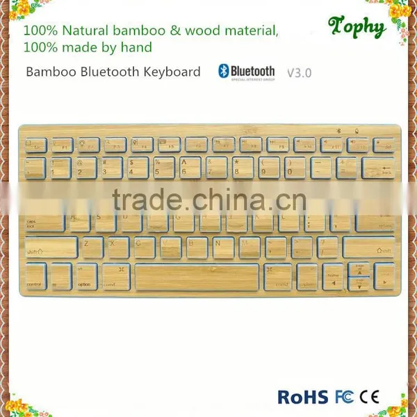 Wooden Computer Keyboard Bluetooth Wireless Bamboo Bluetooth Keyboard