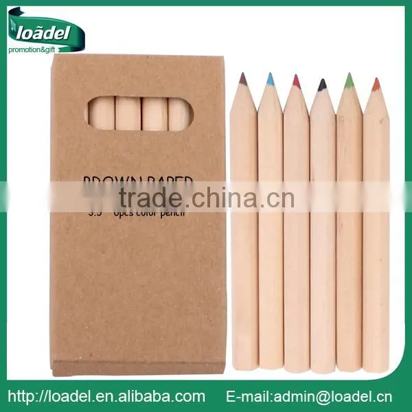 3.5" 6pcs Brown Paper Box Natural Coloured Pencil Set