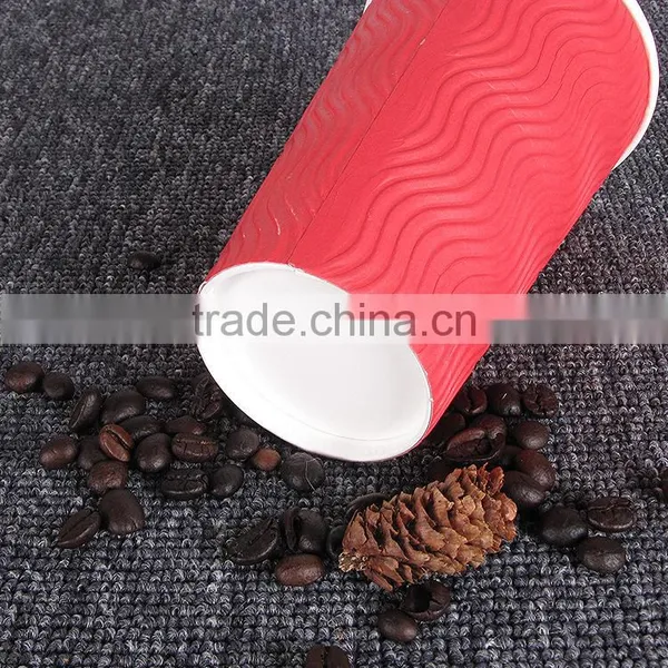 350ml Red Double Single Wall Ripple Disposable Coffee Paper Cup photo-5