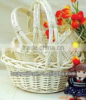 White Wicker Basket With Handle photo-5