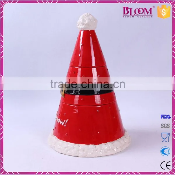 Three Layers Desgin Hat Shape Desgin Christmas Ceramic Decorations photo-2