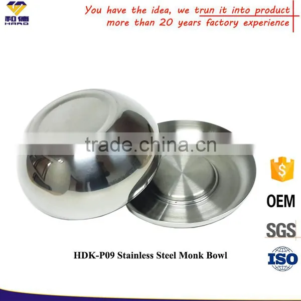 Food Grade 18-8 Stainless Steel Monks Bowl With Lid photo-3