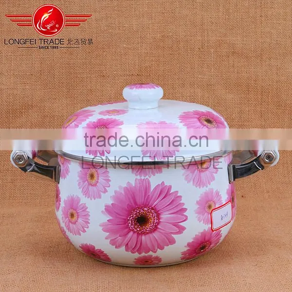 Decal Full Flower Cast Iron Stew Pot Enamel Cookware Pot With Rivetyed Handle photo-2