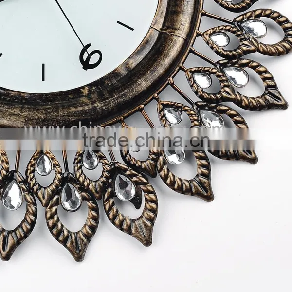 Vintage Gold Metal Wall Clock With Eye Shape photo-3