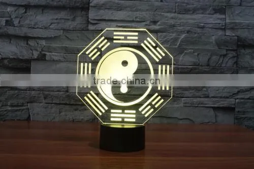Eight Diagrams 3D Vision Night Light 7 Color Change LED Table Lamp Xmas Toy Gift photo-6