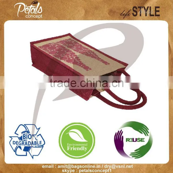 PP Laminated Two Bottle Jute Wine Bag - for Wholesale From India photo-3
