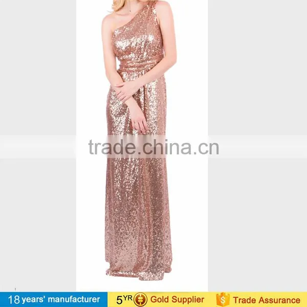 Sparkly Rose Gold Champagne Infinity Bridesmaid Long Wedding Party Dresses for Women With Sequins photo-3