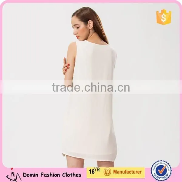 2015 New Design Sleeveless Embellished Shift Dress With Scallop Hem photo-3