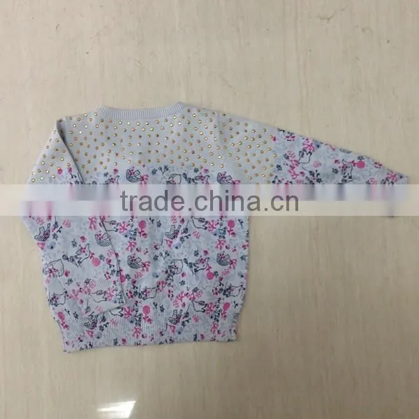 Girl's Cotton Printing Cardigan Sweater With Hotfix Rhinestone photo-2