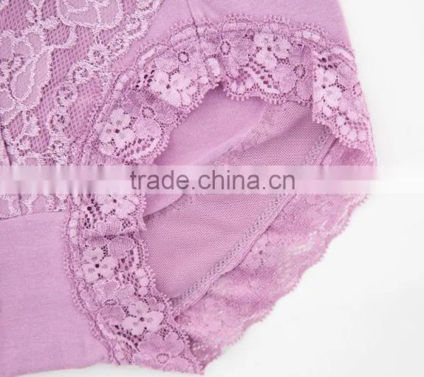 Purple Cheapest 95% Cotton 5% Spandex With Lace Sexy Fancy Woman Underwear photo-4