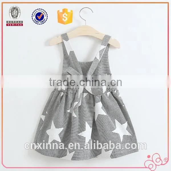 2016 Hot Sell Stripe Start Priting Lovely Girl Dress Kids Clothes photo-2