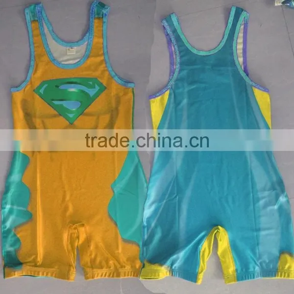 Sublimation Print Custom Wholesale Wrestling Singlets in China photo-3