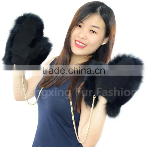CX-A-67A Genuine Fox Fur Fingerless Winter Leather Glove photo-3