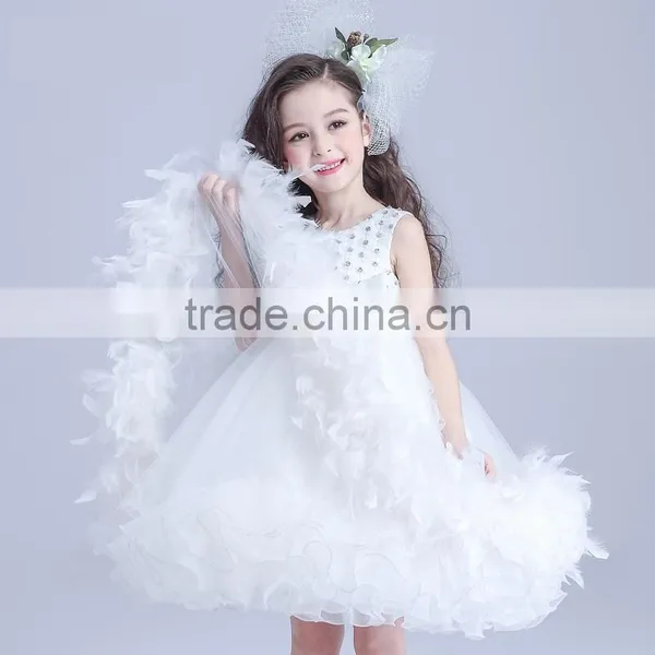 White Flower Girls Dress With Rhinestone Angel Dresses photo-2