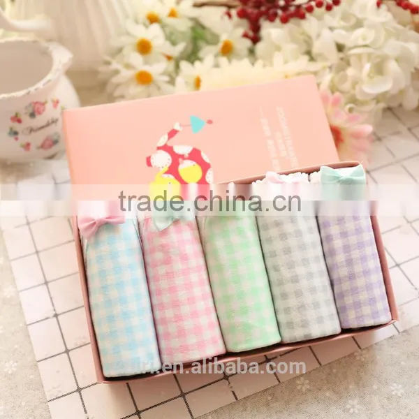 2017 Cute Candy Color Girls Cotton Underwear Lace Bowknot Gift Box Panties Briefs photo-5