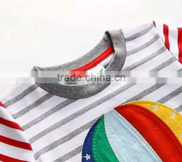 2016 Trending Products Children Stripe Tshirts With Cartoon Pattern photo-3