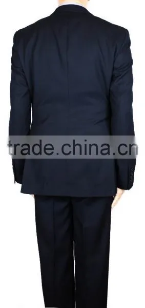 NAAMS MEN'S WOOL 2 BUTTON 2 VENT SLIM FIT SUIT JACKET FLAT FRONT PANT NAVY BIRDSEYE photo-3