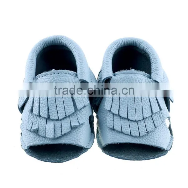 100% Cow Leather Baby Summer Fringed Moccs photo-3