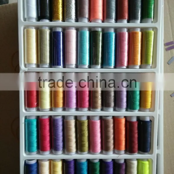 5pcs Plastic Tube of Colorful Polyester Thread Blister on Card photo-2