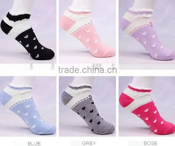 100%cotton Pretty Lace Love Heart Pattern Women Socks photo-6