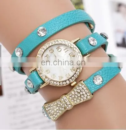 Hot Sell High Quality Rhinestone Bowknot Genuine Cow Leather Retro Watch Vintage Women Dress Watch photo-2