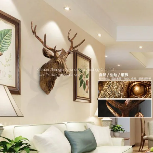 Restoring Ancient Ways Creative Simulation Animal Deer Head Wall Hanging Decoration Style Indoor Resin Crafts Decoration Home Decor