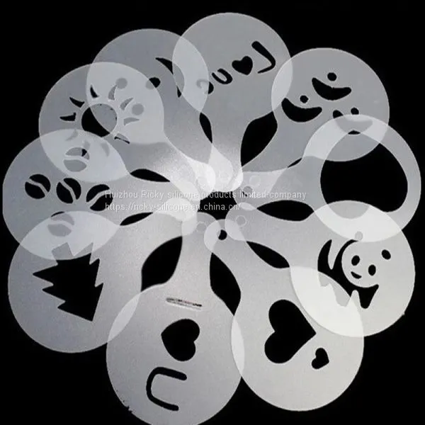 8/12/16Pcs/Set Printing Flower Mold Coffee Drawing Model Creative Cappuccino Foam Spray Kitchen Accessories Plastic Cooking Tool photo-2