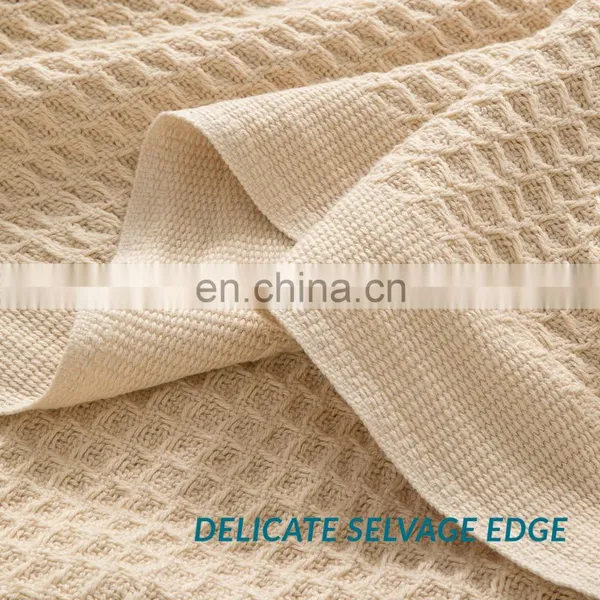 High Quality Cotton Material Fade Resistance Sand Wash Waffle Blanket photo-5