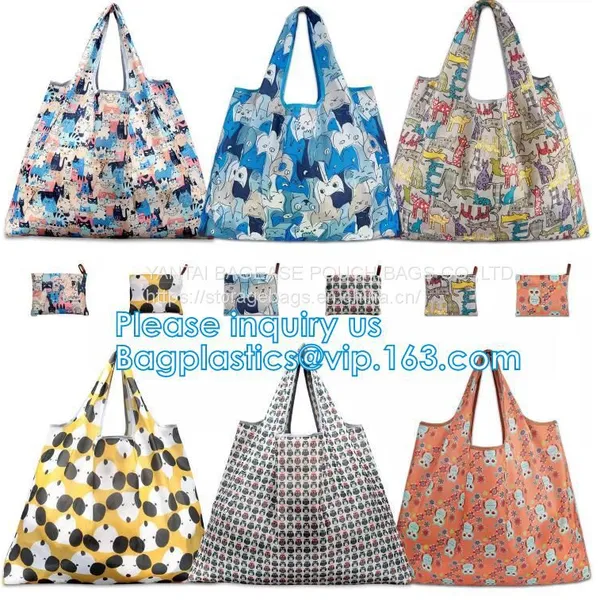 Nylon Folding Pocket Foldable Polyester Shopping Bag,Fashionable 420D Custom Logo Polyester Drawstring Bag Bagease Pack photo-3