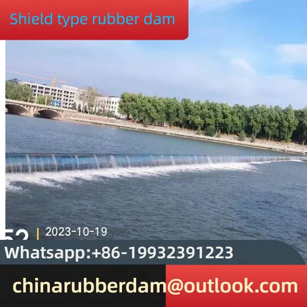 Overall Slope Pillow Type Rubber Dam Factory Construction, Separate Water, Flood and Gas Shield Dam in Stock photo-4