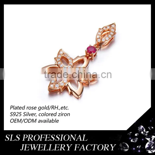 2015 Fashiondubai Latest Design 925 Stering Silver Rose Gold Plated Beautiful Flower Jewelry Set photo-6